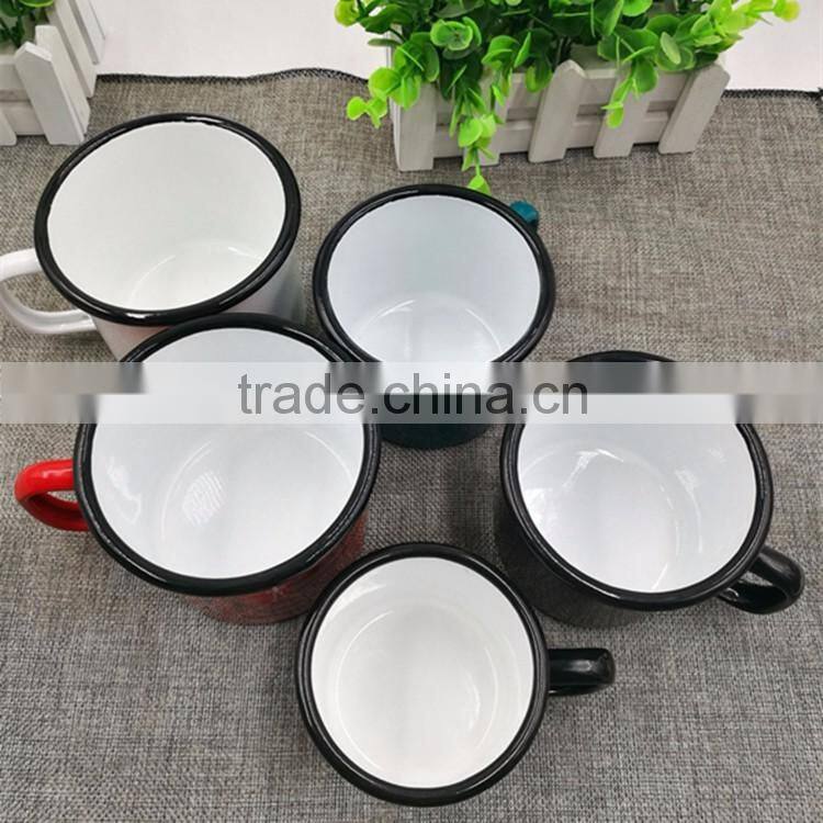 Europe Popular 350ml custom enamel cappuccino mug camping enamel mug stock wholesales