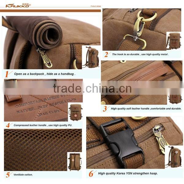 Kaukko wholesale canvas brown travel duffel bag for sale FH05