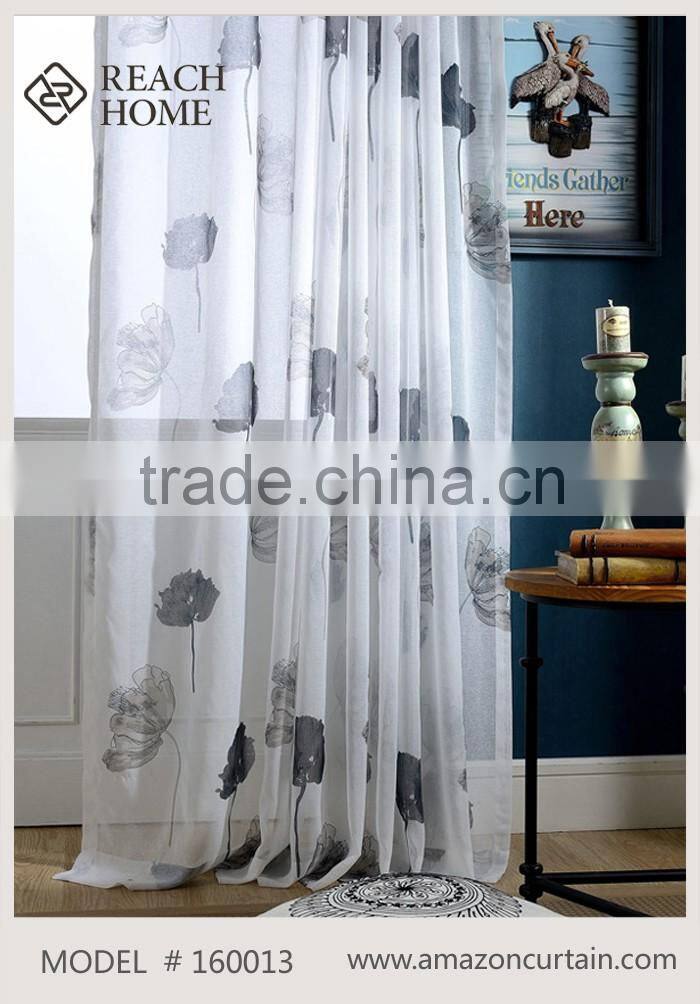 2016 Hot Sale fashion Solid Sheer Voile Curtain, embroidery sheer curtains fabric, drapes - Pinch Pleated / Rod Pocket