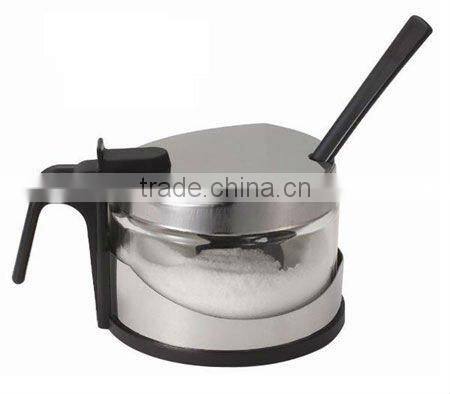 high clear glass sugar pot with lid spoon