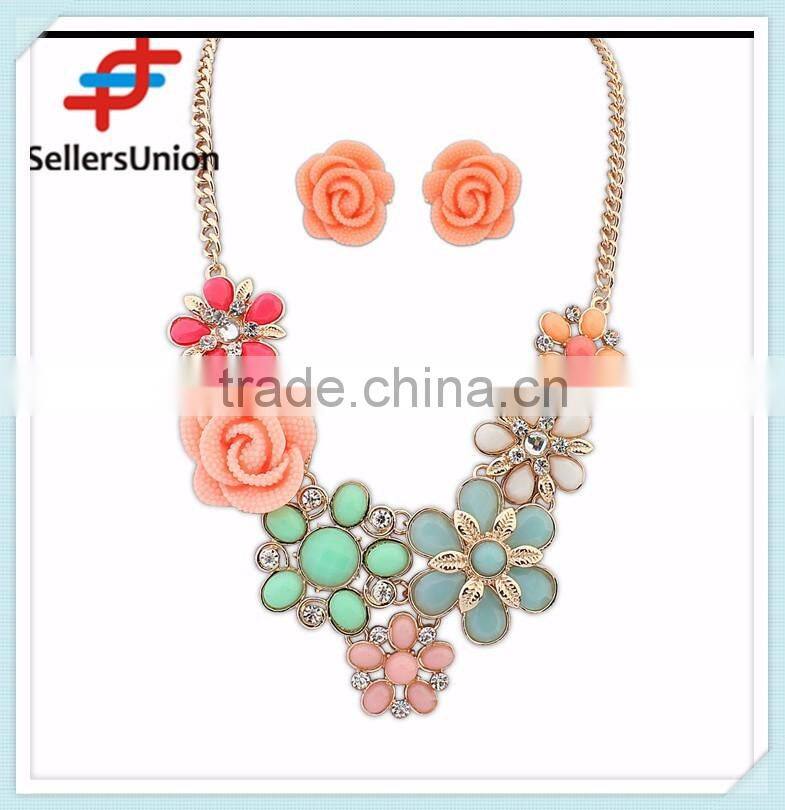 No.1 yiwu exporting commission agent wanted western style garment necklace set earring jewelry set for young girls