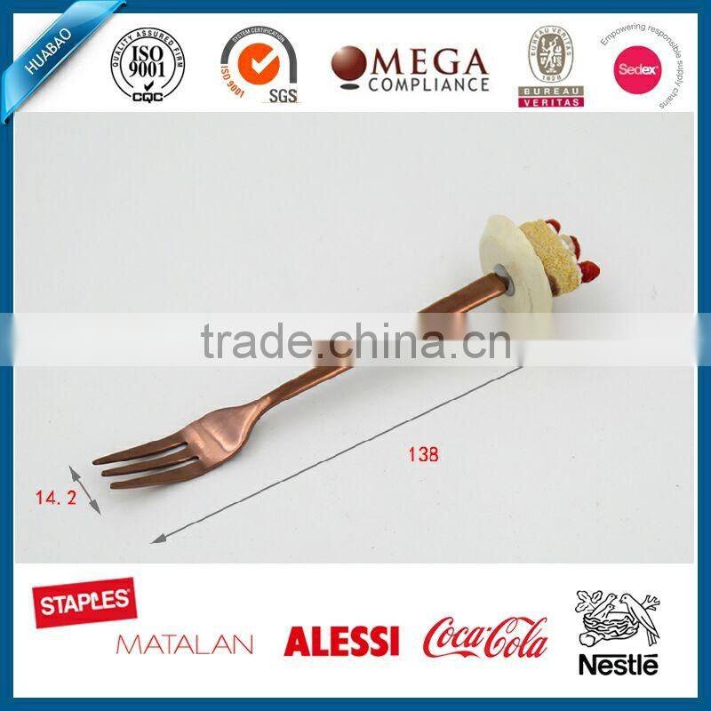 Dessert Spoon and Fork Set, Stainless Steel Flatware Set with Cute polyresin Handle, reindeer cutlery set with golden handle