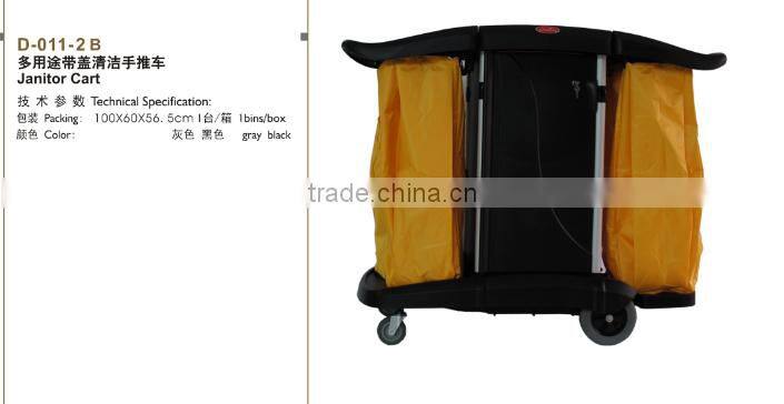 Janitor Cart with cover, Multipurpose cover cleaning trolley,