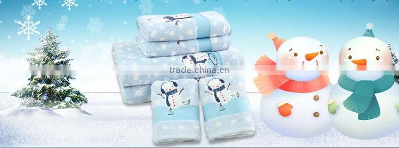 high quality cotton towel bath set with snowman pattern
