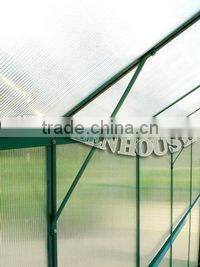 New-style polycarbonate sheet greenhouse with green powder coated HX65214G