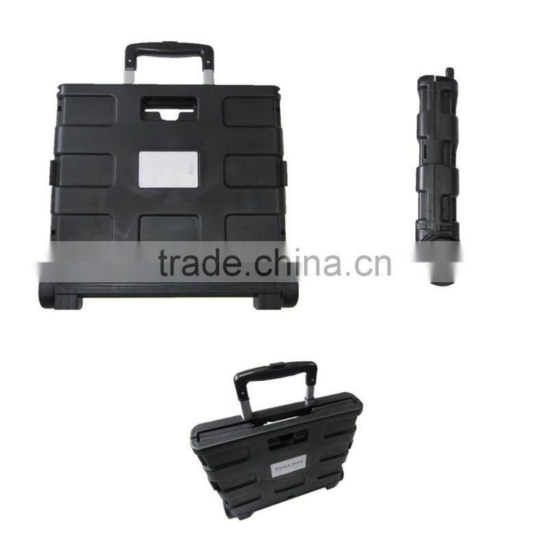 Collapsible Plastic PP Black Hand Luggage Trolley