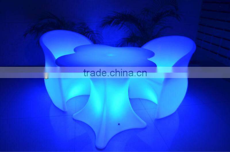 color change LED luminous study dining platic table and chair