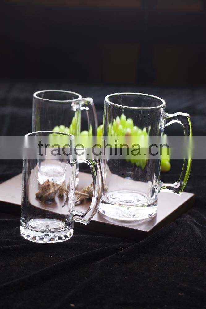 clear glass beer cup with handle glass tea cup from shandong