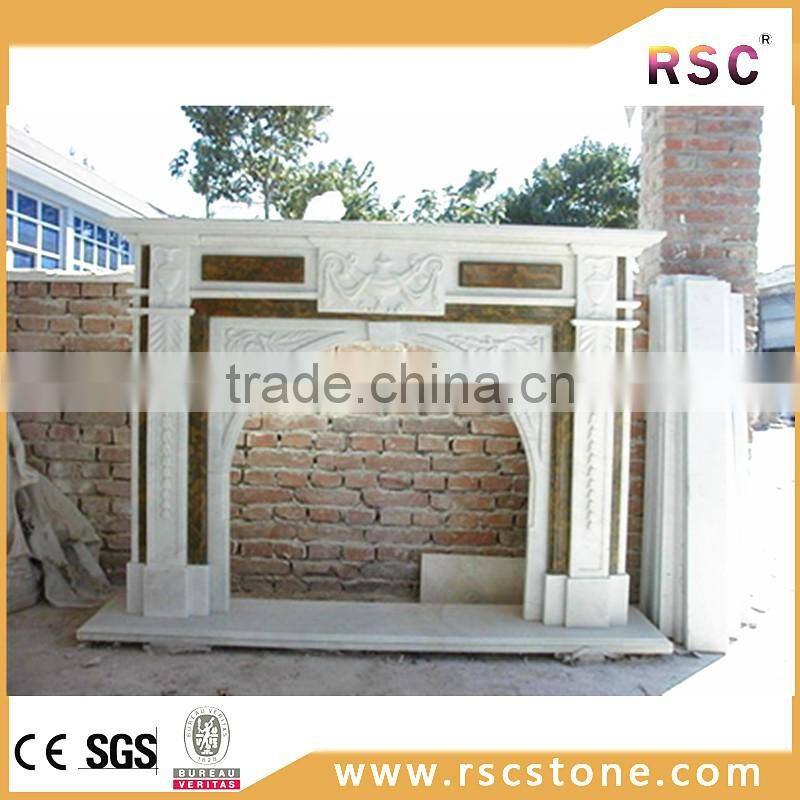 Outdoor freestanding white fireplace mantel