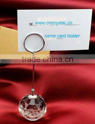 desk top faceted ball crystal card holder