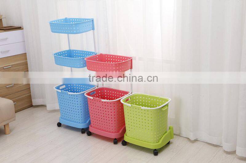 Plastic Household laundry basket clothing barrels Laundry Basket Sorter Care Rolling Cart