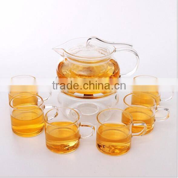 Haonai wholesale clear borocilicate glass tea set with filter