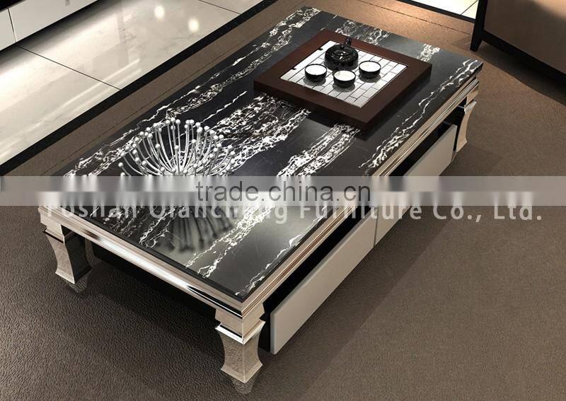 Popular metal base marble center table decorations coffee table