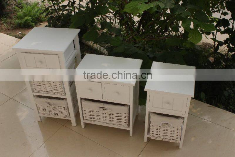 White Wooden Wicker Chest of Drawers ,Wooden Storage Chest