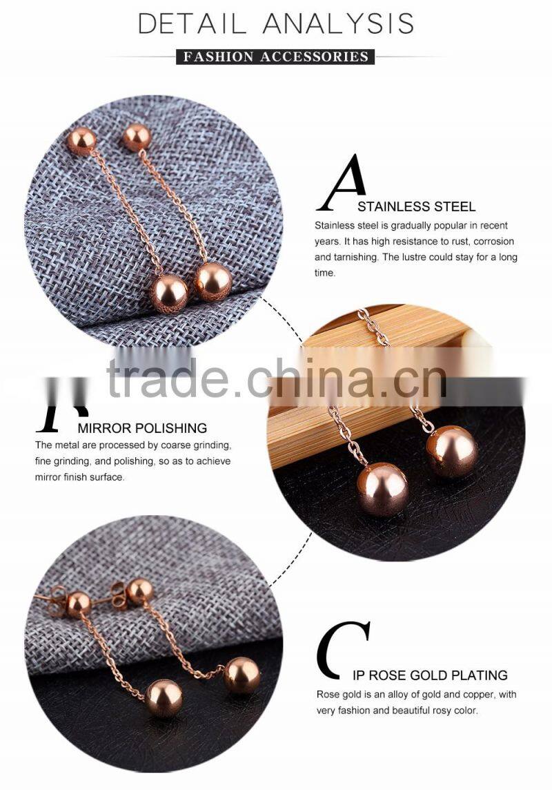 Simple Rose Gold Earring Designs for Women Tiny Long Chain Earrings Stainless Steel Earring