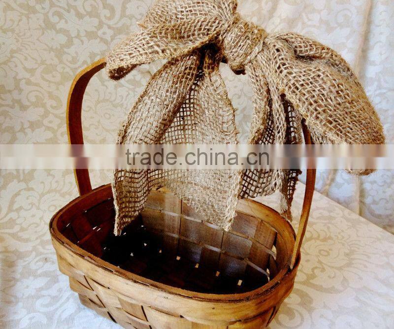 Rustic woodchip flower girl basket wedding & gift & fruit & card basket for christmas & garden decoration