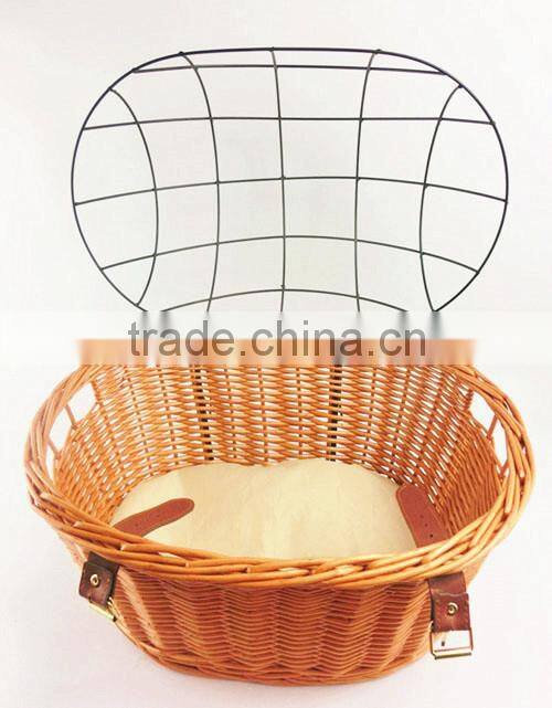 Handicraft woven wicker bike front basket