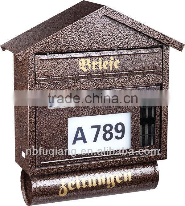 FQ-176 Metal Wall Mounted Mailbox,stainless steel mailbox,American mailbox,four colors available