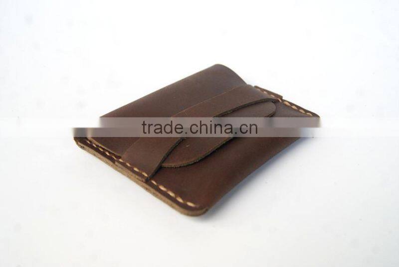 Customize Genuine Leather RFID Blocking Card Holder Cash Pocket Portable Wallet Retro Style