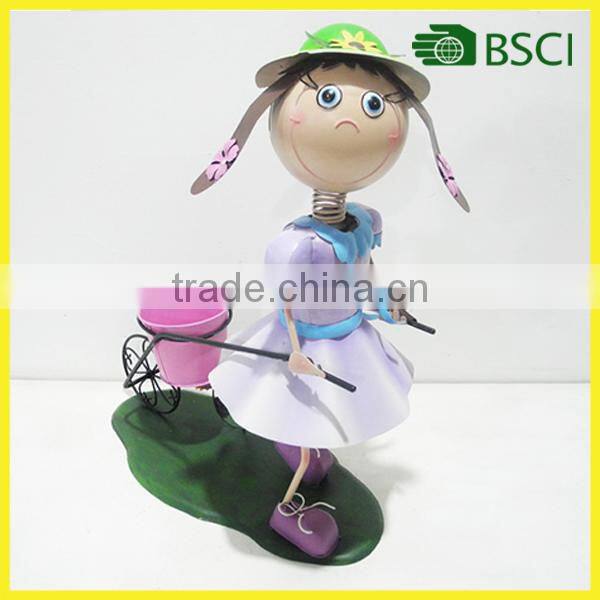 Wholesale lovely girl metal garden flower pots