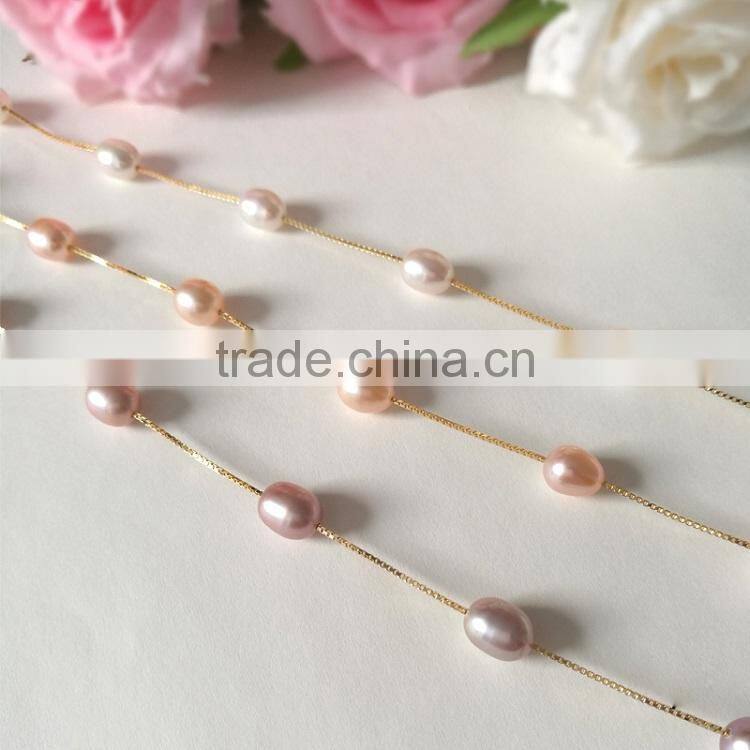 8-9 mm purple rice shape freshwater pearl bracelet
