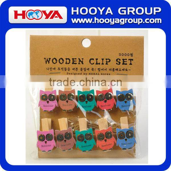 lovely animal image wooden pegs wooden clip set