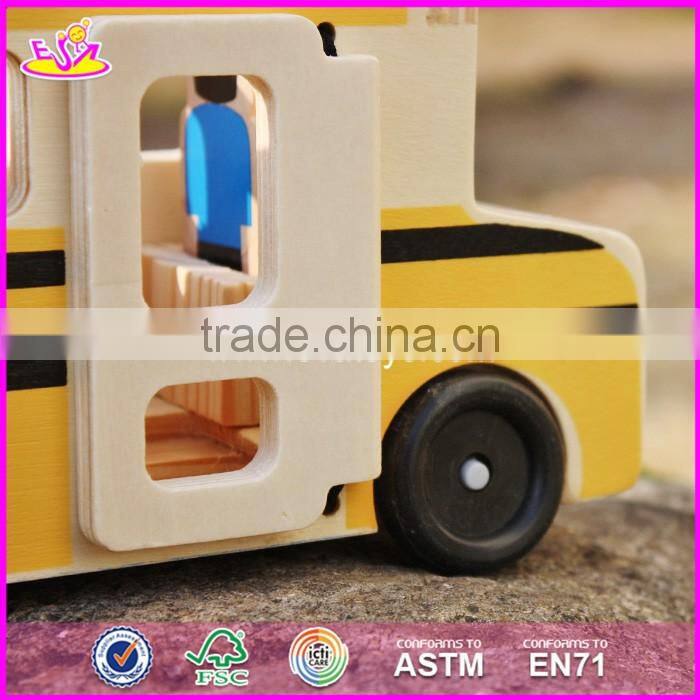 2017 New design toddlers go sightseeing wooden bus toys W04A340