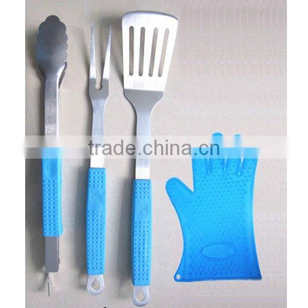BQ-0037 silicone handle bbq china tool set