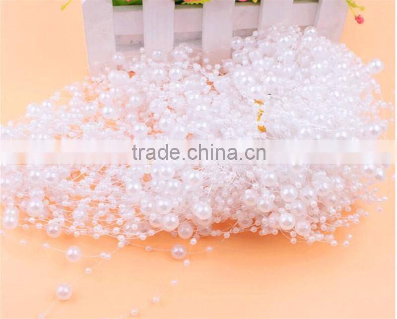 60 Meters Fishing Line Artificial Pearls Beads Chain Garland Flowers Wedding Party Decoration Products Supply 17Colors