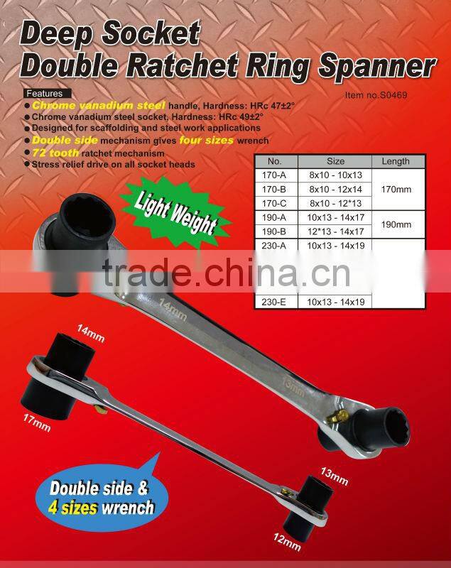 Deep Socket Double Ratchet Ring Spanner