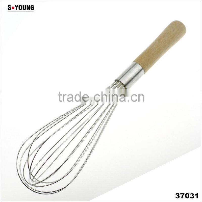 37031 stainless steel Whisk with wooden handle