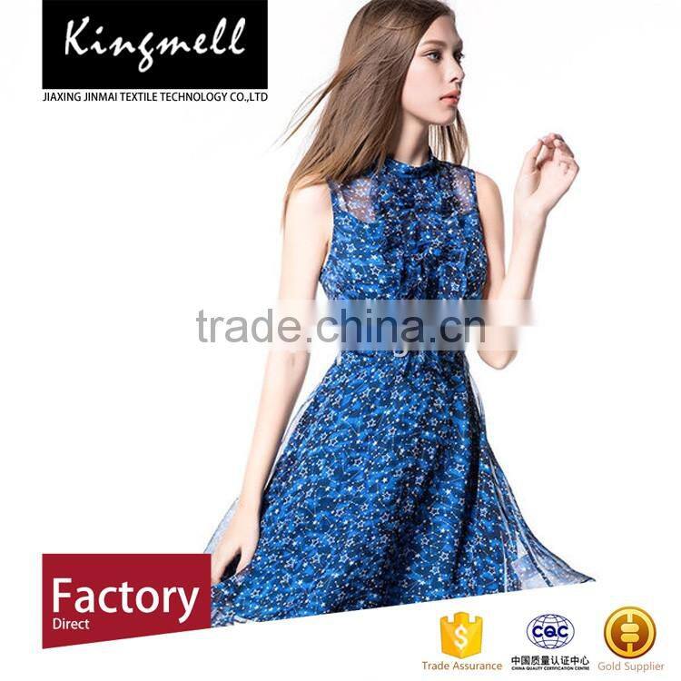 Custom floral pattern print polyester fabric italian fabric for lady dress