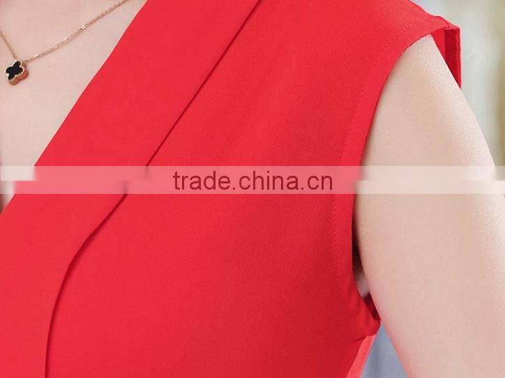 OEM Ladies Sleeveless Chiffon Blouses Tops