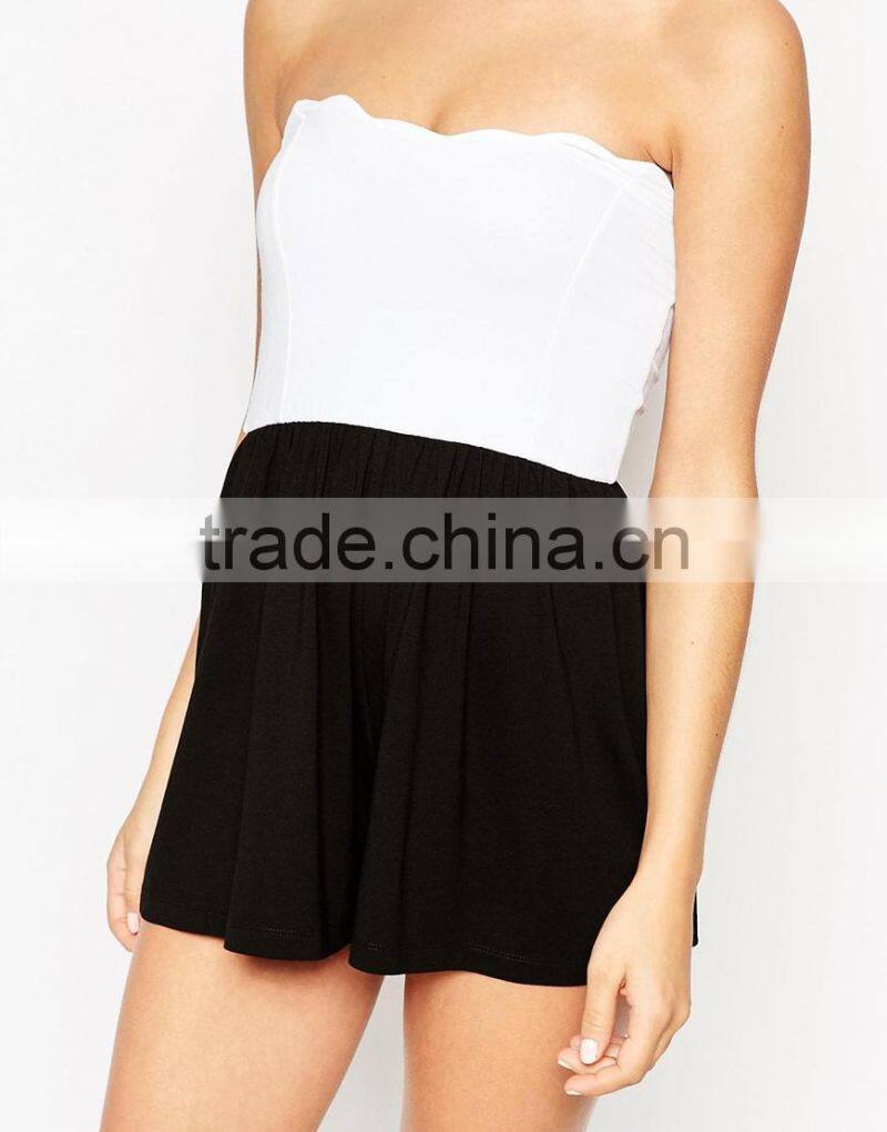 2015 fashionable hot sale OEM customized Bandeau Romper with Scallop