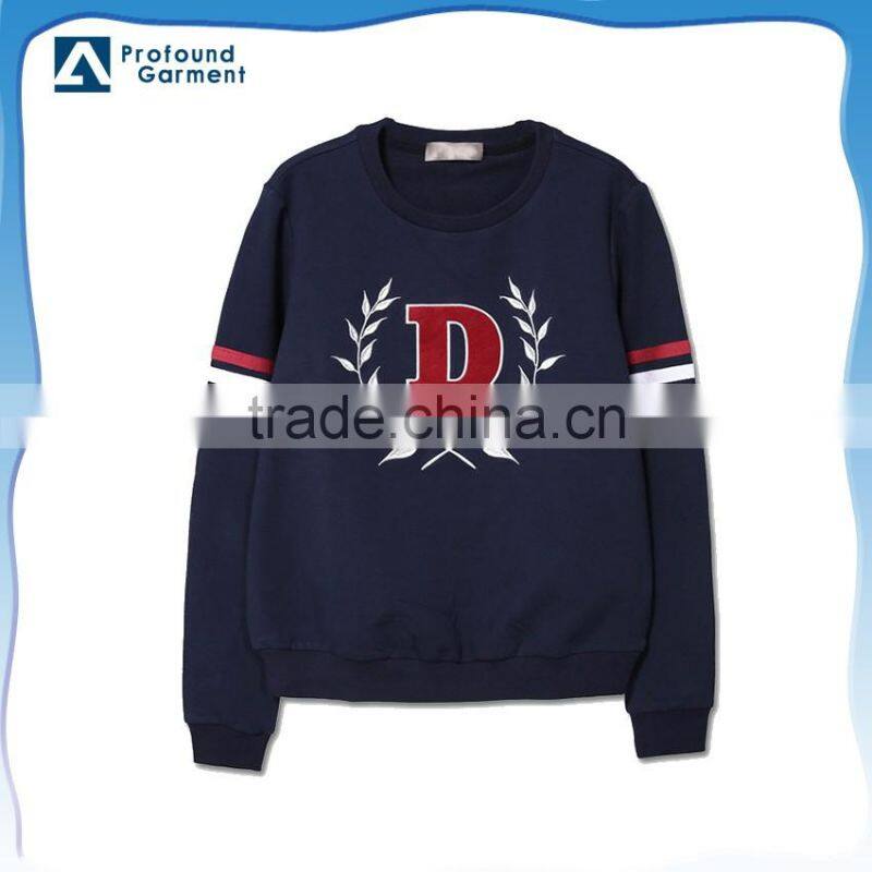 long sleeve pure color curved hem black pullover no hood blank sweatshirt crewneck women custom with two zips on the sleeve