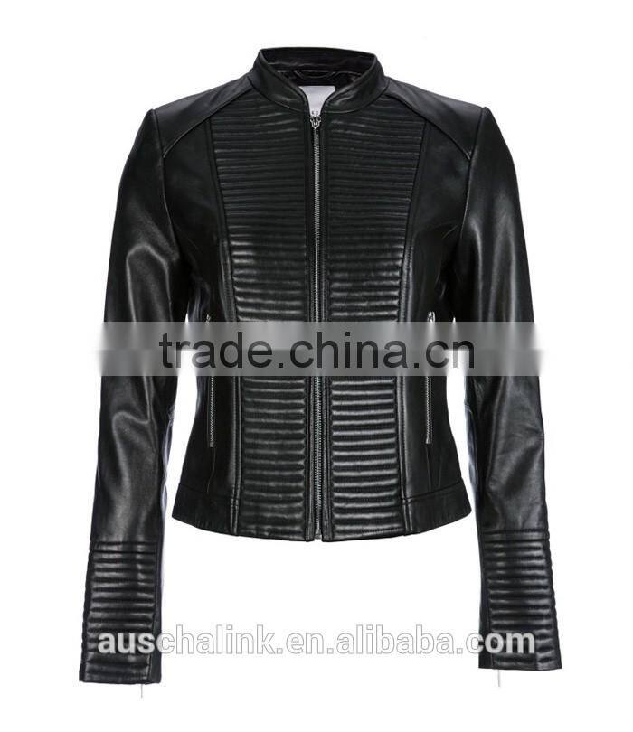 autumn custom short style washed sheep leather jacket fashion design