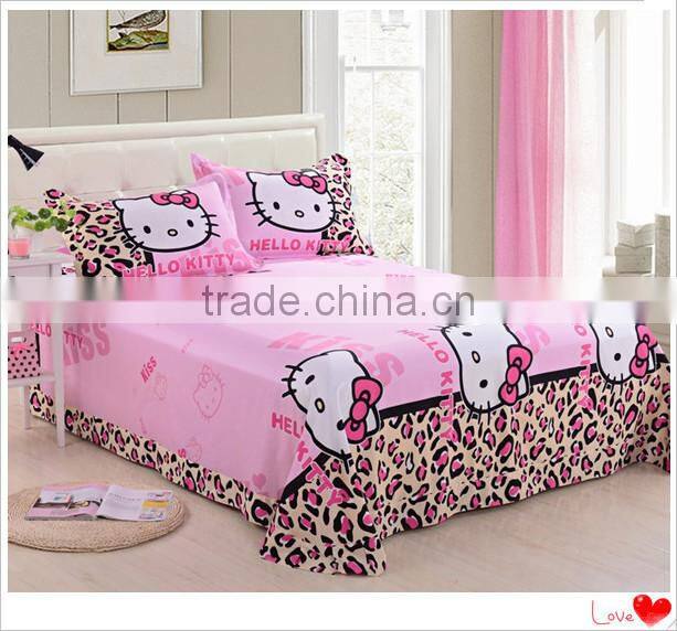 High quality sexy leopard printed hello kitty bedding set for kids