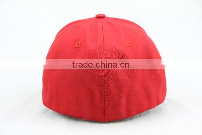 Red cotton 6 panel unisex custom fitted flex fit/flexfit baseball caps and hats embroidered