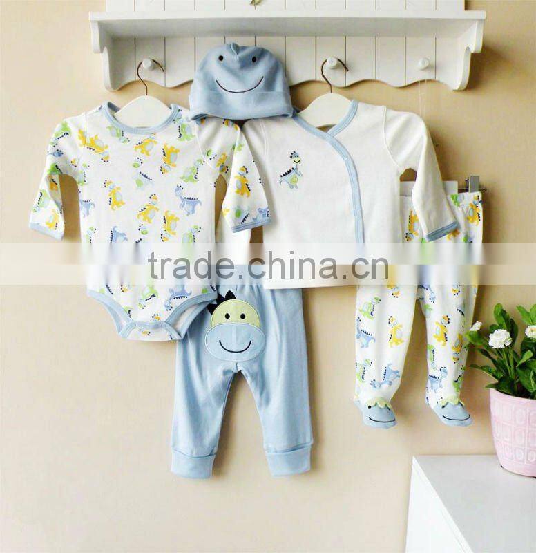 mom and bab 2012 summer baby wear 100% cotton newborn suit 5in1 gift box
