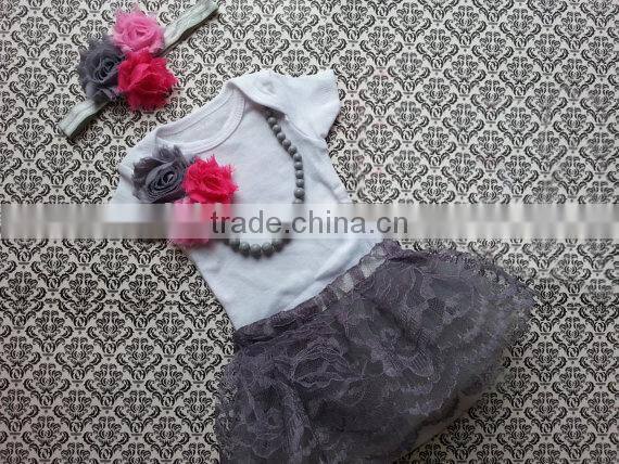 WHOLESALE SUMMER 100%COTTON SHORT SLEEVED BABY ROMPER,MESH TUTU SKIRT AND HEADBAND THREE-PIECE SET FOR BABY GIRLS