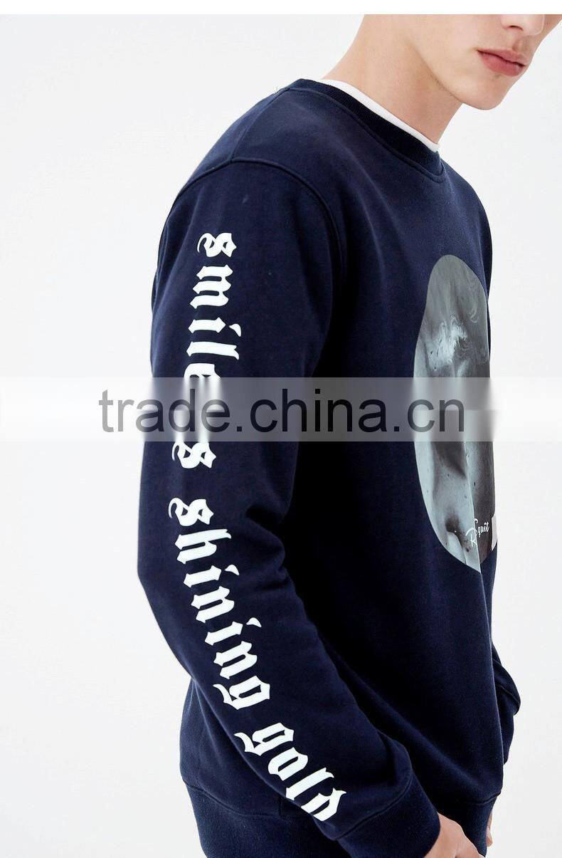 2017 custom wholesale clothing mens printed crewneck mens sweat shirt french terry sweatshirt