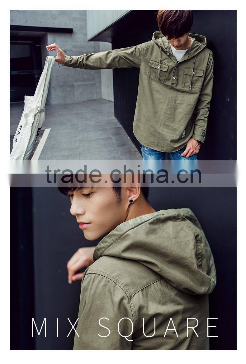 Fashion Korean style men military green winter jacket with hoodie mens hoodie&jacket design