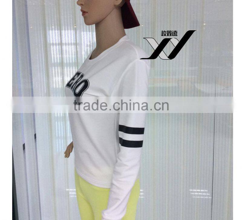 women fashion white pullover crew neck sweatshirts 2016 new design