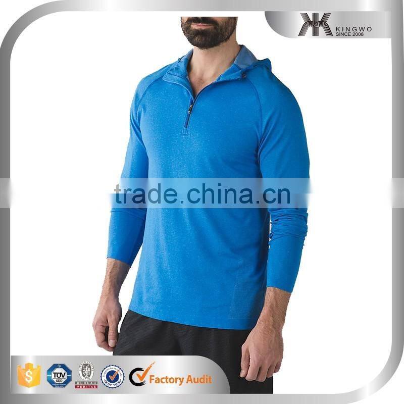 Wholesale quick dry fabric man running half zip pullover hoodie
