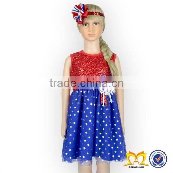 Girl Pageant Dress Made In China One Piece Girl Party Dress Royal Blue Baby Sequin Wedding