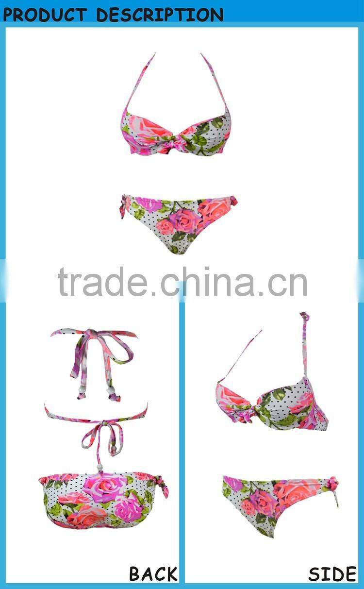 Young Girl Pink Floral Bikini Photos Bra Sexy Bikini