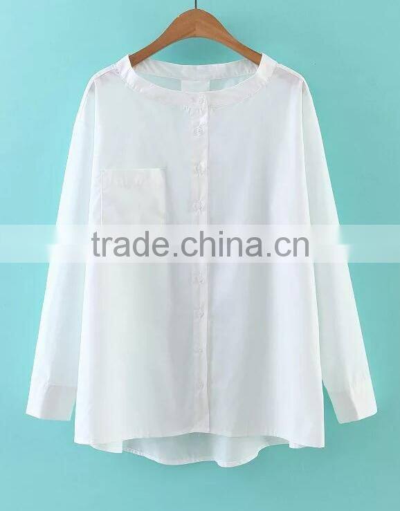 Runwaylover EY2345B Ladies Stand Collar Fashion Pure Color Blouse