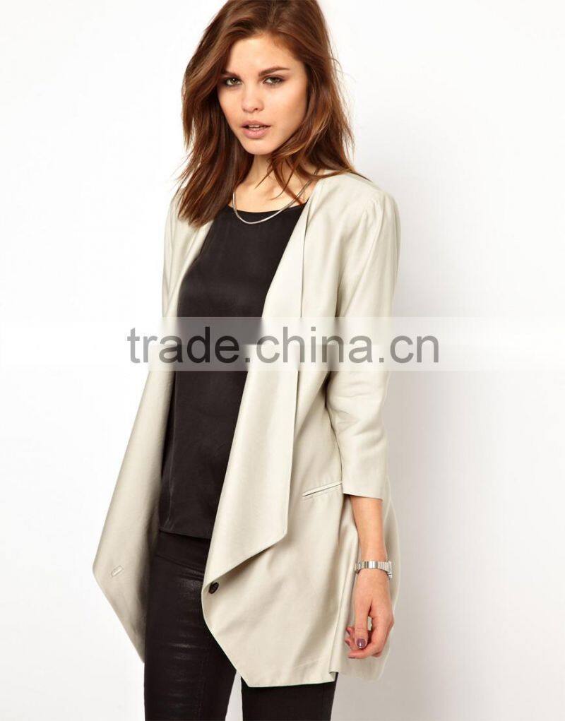2013 wholesale fashion longline relaxed high quality viscose blazer for ladies