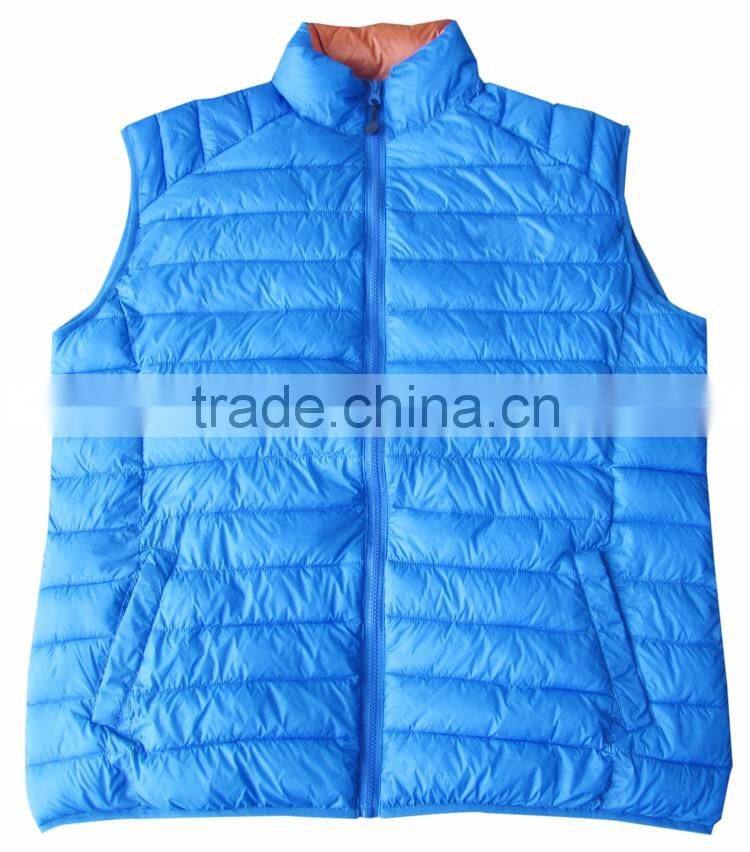 100% nylon casual body warmer light weight down vest with soft hand feeling
