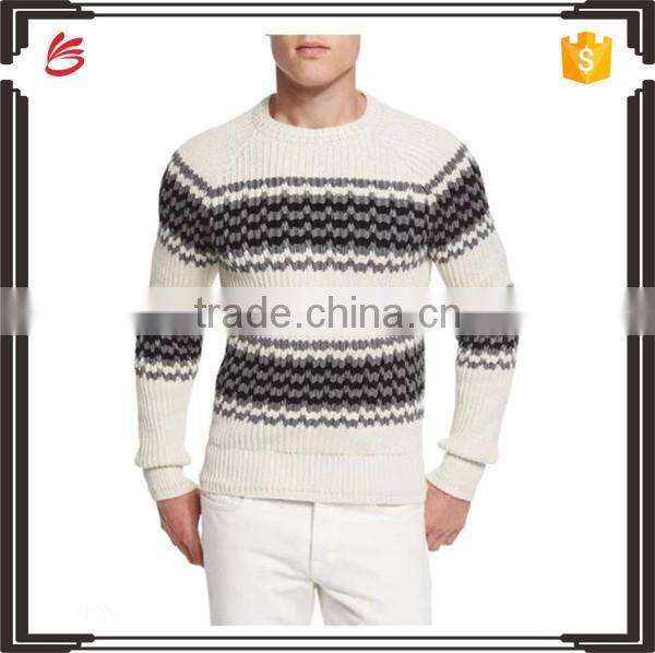 Crew neckline fashion mens sweater 2017 pullover men wholesale fitted rib sweater